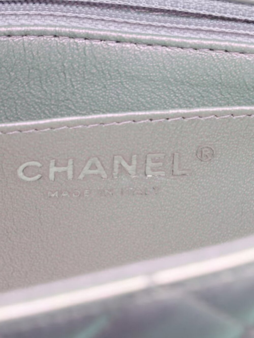 Chanel CC Logo Mini Matelasse 20 Leather Single Flap Single Chain Bag Silver - Picture 9 of 10